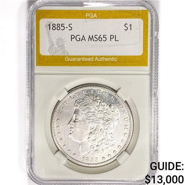 1885-S Morgan Silver Dollar PGA MS65 PL
