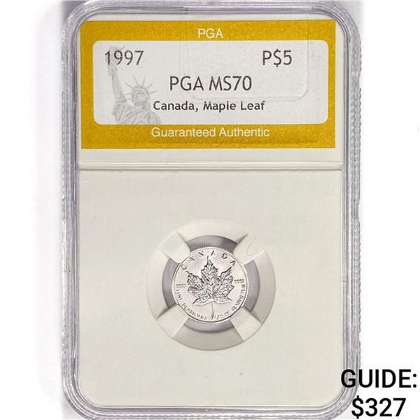 1997 $5 Platinum Canada Maple Leaf PGA MS70