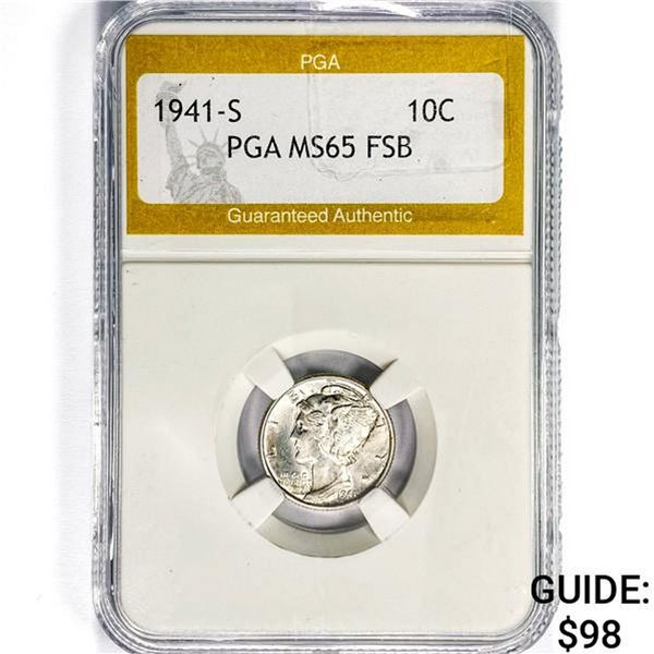 1941-S Mercury Silver Dime PGA MS65 FSB