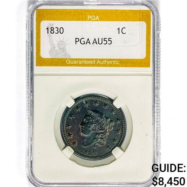 1830 Coronet Head Large Cent PGA AU55