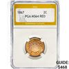 Image 1 : 1867 Two Cent Piece PGA MS64 RED