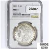 Image 1 : 1891-O Morgan Silver Dollar NGC MS61