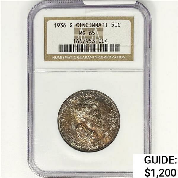 1936-S Cincinatti Half Dollar NGC MS65