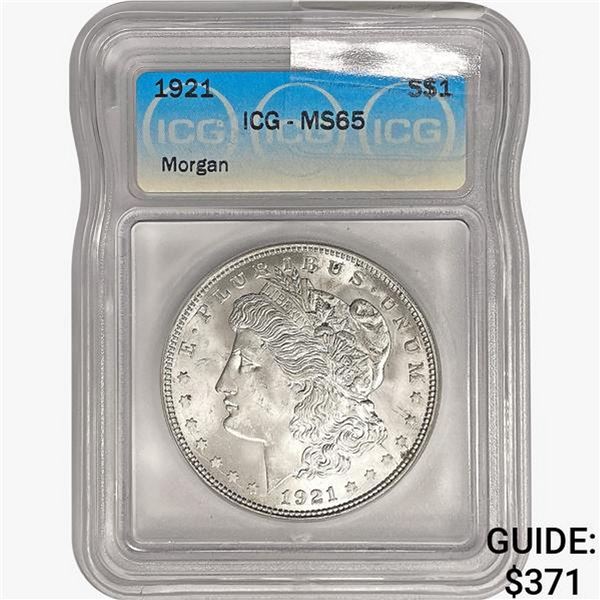 1921 Morgan Silver Dollar ICG MS65