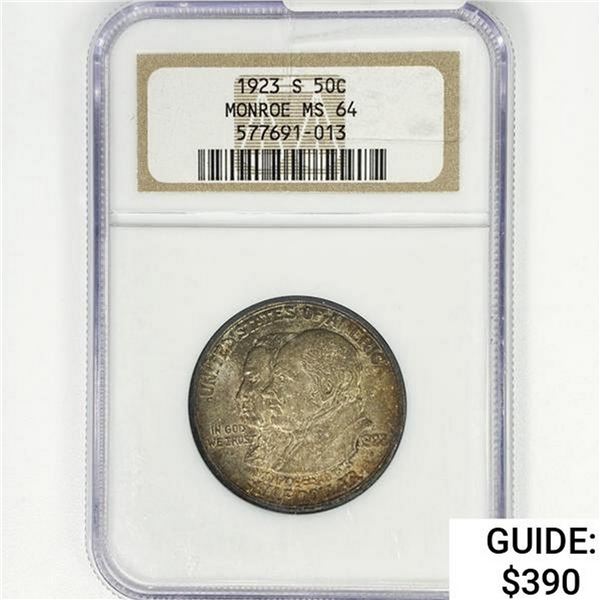1923-S Monroe Half Dollar NGC MS64