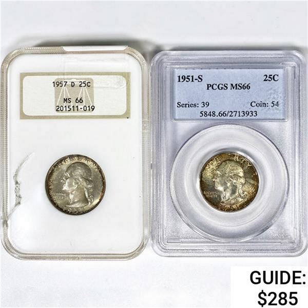 [2] Washington Quarters NGC/PCGS MS66 1951-1957