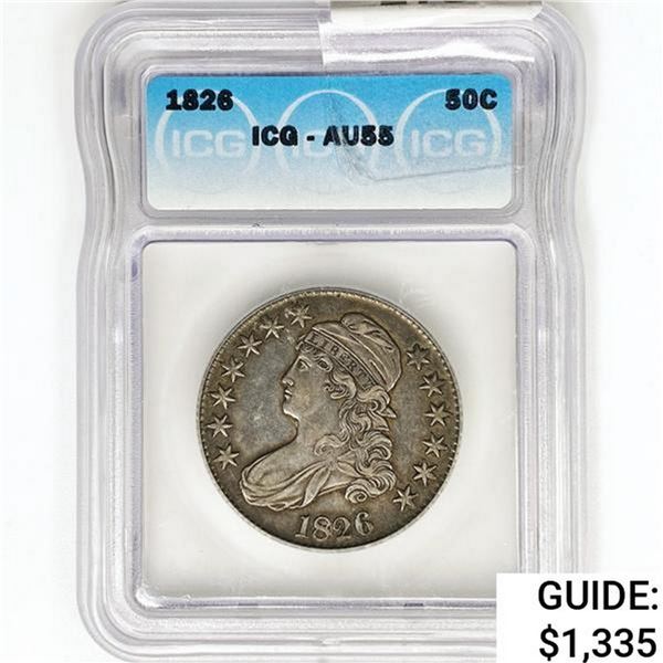 1826 Capped Bust Half Dollar ICG AU55