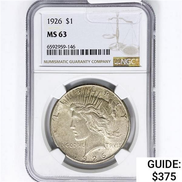 1926 Silver Peace Dollar NGC MS63
