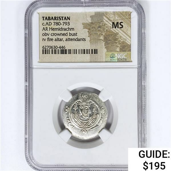 AD 780-793 Tabaristan AR Hemidrachm NGC MS