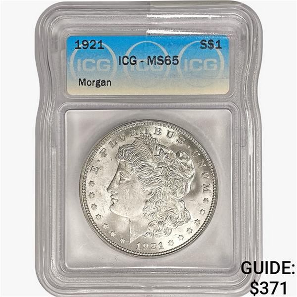 1921 Morgan Silver Dollar ICG MS65