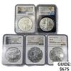 Image 1 : 2007-2020 Set [5] American Silver Eagles NGC MS70