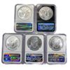 Image 2 : 2007-2020 Set [5] American Silver Eagles NGC MS70