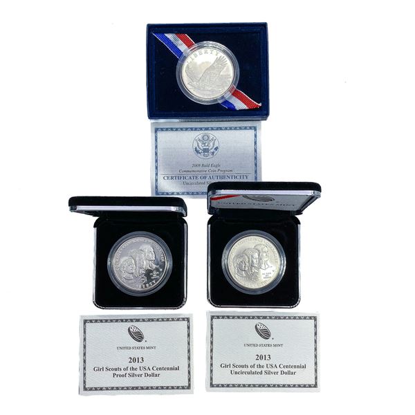 2008-2013 US Silver Dollars [3 Coins]