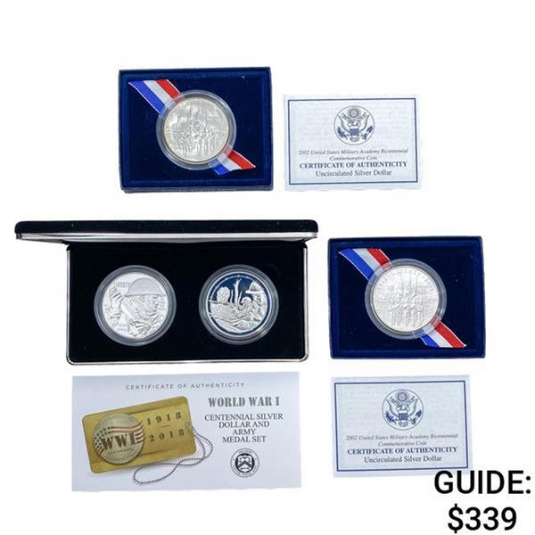 2002-2018 US Military Comm. Silver Dollars [4 Coin
