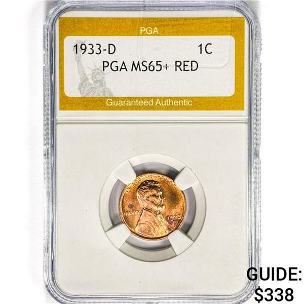 1933-D Wheat Cent PGA MS65+ RED