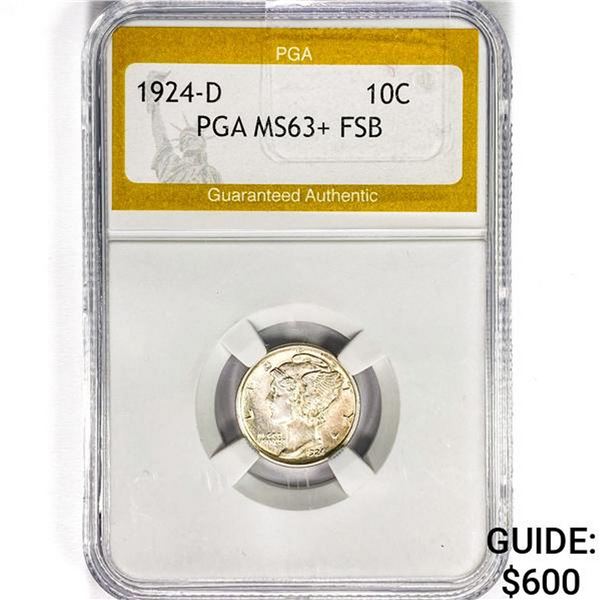 1924-D Mercury Silver Dime PGA MS63+