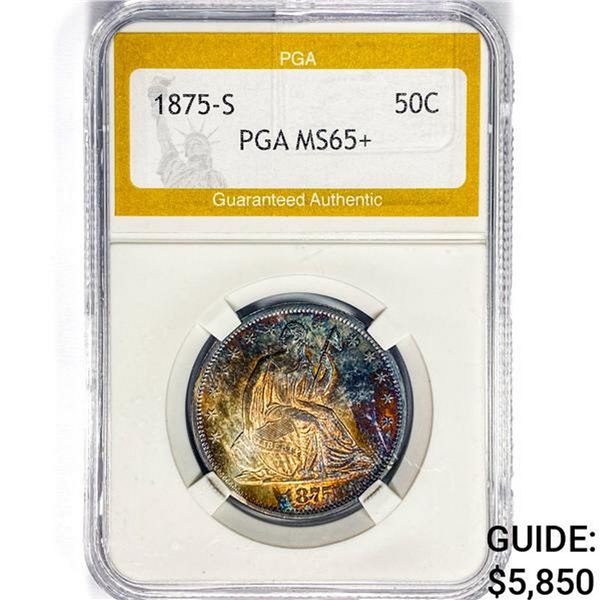 1875-S Seated Liberty Half Dollar PGA MS65+