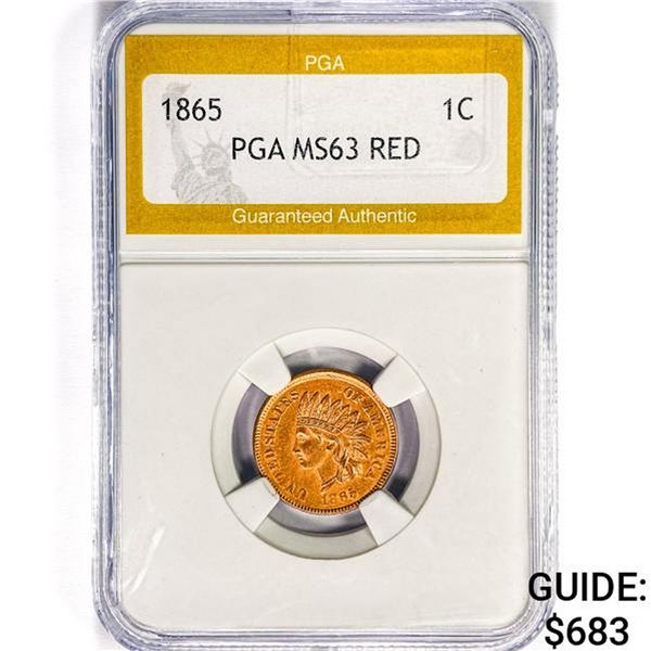 1865 Indian Head Cent PGA MS63 RED