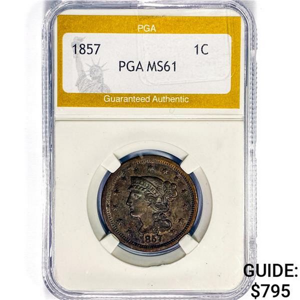 1857 Braided Hair Large Cent PGA MS61