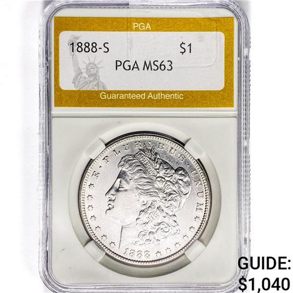 1888-S Morgan Silver Dollar PGA MS63