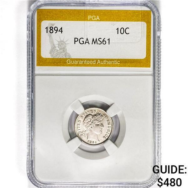 1894 Barber Dime PGA MS61