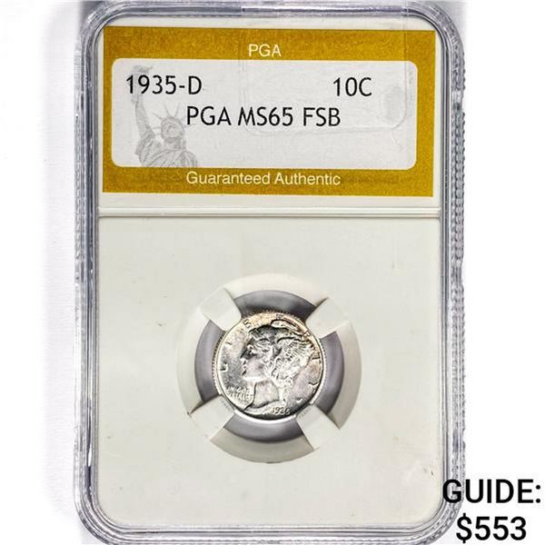 1935-D Mercury Silver Dime PGA MS65 FSB