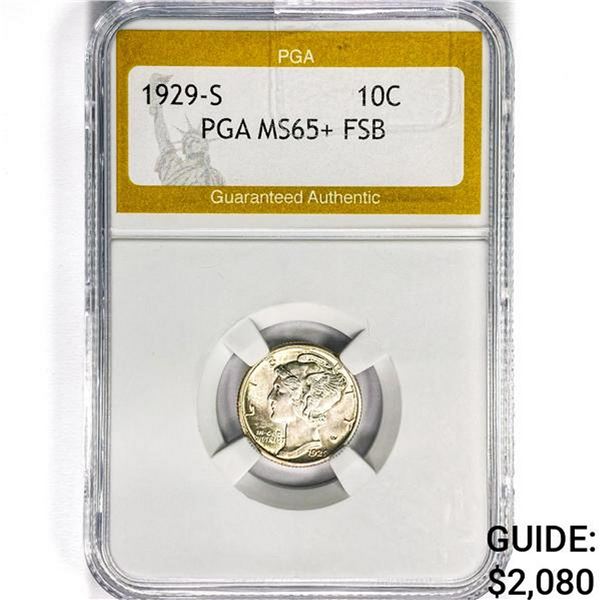 1929-S Mercury Silver Dime PGA MS66+ FSB