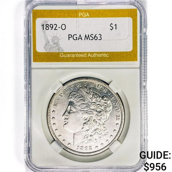 1892-O Morgan Silver Dollar PGA MS63