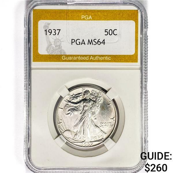 1937 Walking Liberty Half Dollar PGA MS64