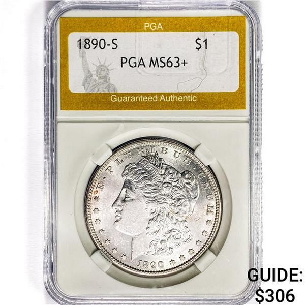 1890-S Morgan Silver Dollar PGA MS63+