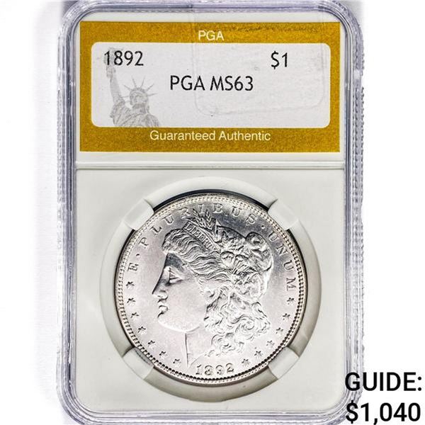 1892 Morgan Silver Dollar PGA MS63