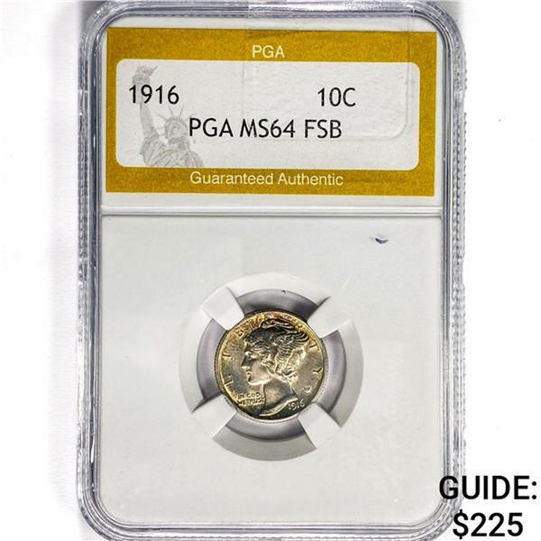 1916 Mercury Silver Dime PGA MS64 FSB