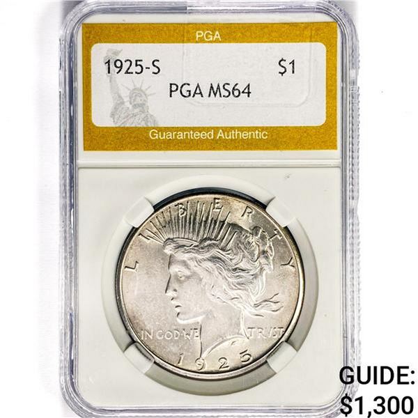 1925-S Silver Peace Dollar PGA MS64