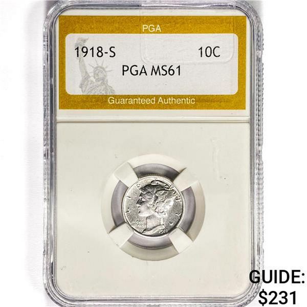 1918-S Mercury Silver Dime PGA MS61