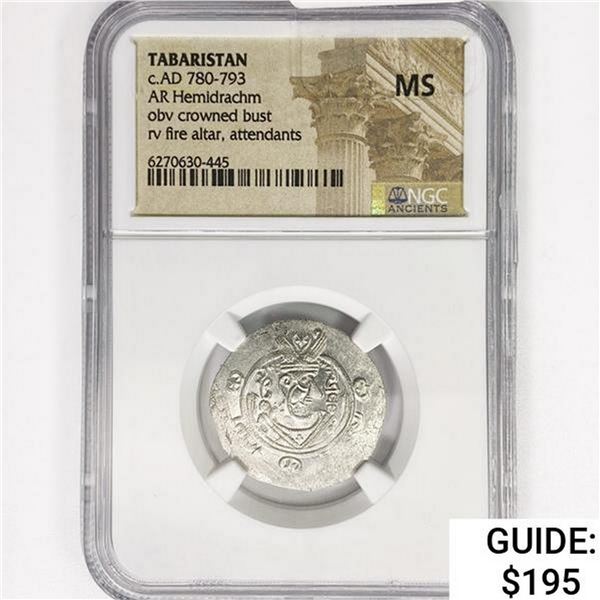 AD 780-793 Tabaristan AR Hemidrachm NGC MS