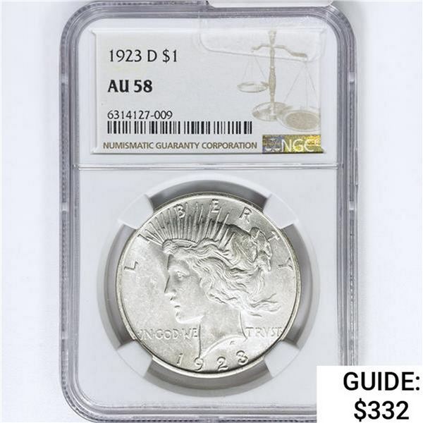 1923-D Silver Peace Dollar NGC AU58