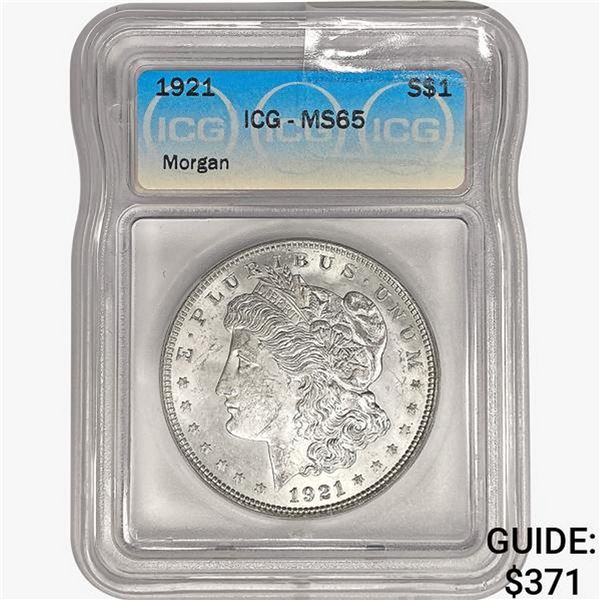 1921 Morgan Silver Dollar ICG MS65