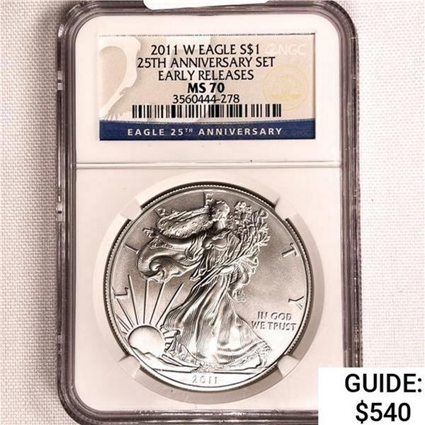 2011-W Silver Eagle NGC MS70 25th Anniversary