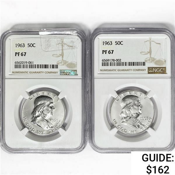 1963 Set [2] Franklin Half Dollar NGC PF67