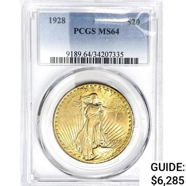 1928 $20 Gold Double Eagle PCGS MS64