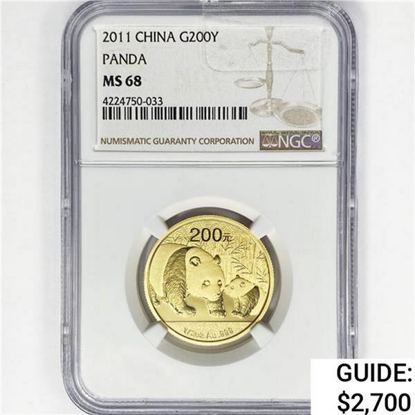 2011 200Y 1/2oz China Gold Panda NGC MS68