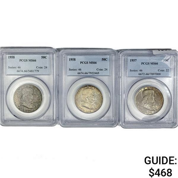 [3] 1957-1958 Franklin Half Dollar PCGS MS66