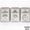 Image 1 : 2002 Set [3] American Silver Eagles NGC MS69