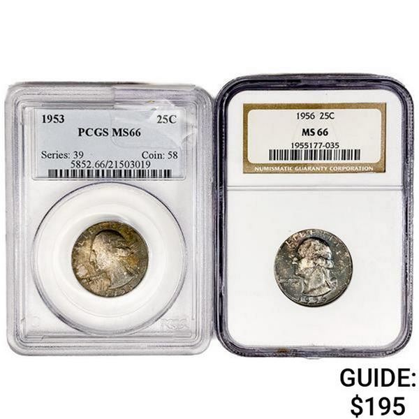 [2] 1953-1956 Washington Silver Quarter MS66
