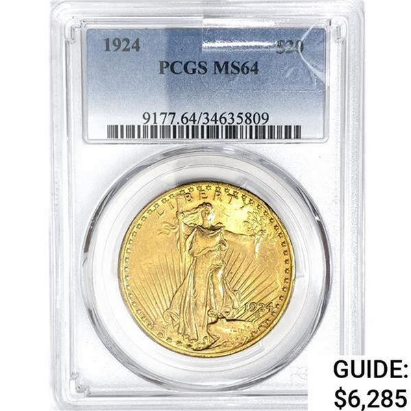 1924 $20 Gold Double Eagle PCGS MS64