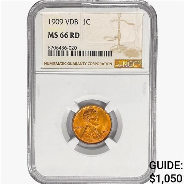 1909 VDB Wheat Cent NGC MS66 RD