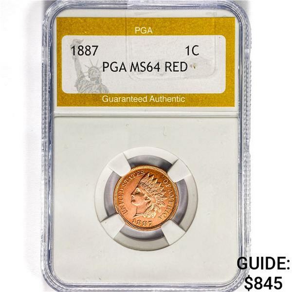 1887 Indian Head Cent PGA MS64 RED