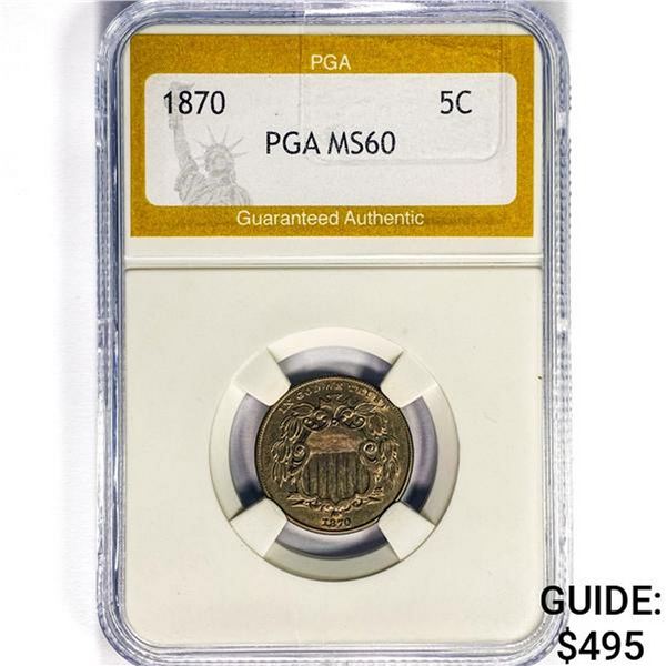 1870 Shield Nickel PGA MS60