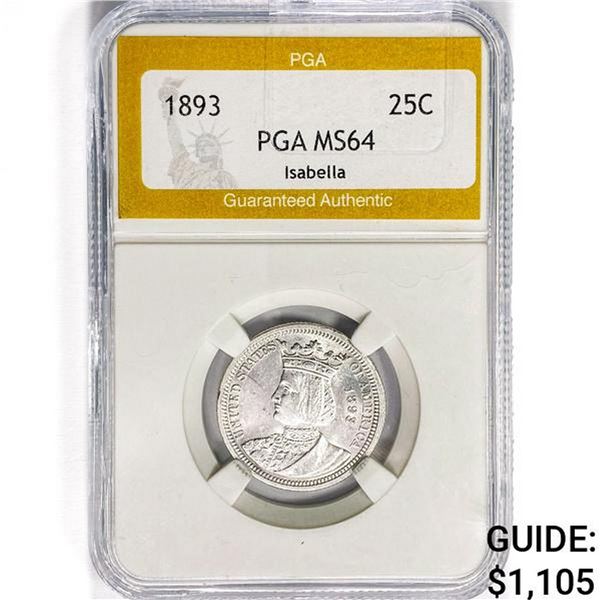 1893 Isabella Silver Quarter PGA MS64