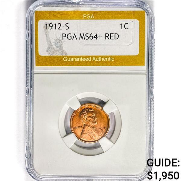 1912-S Wheat Cent PGA MS64+ RED